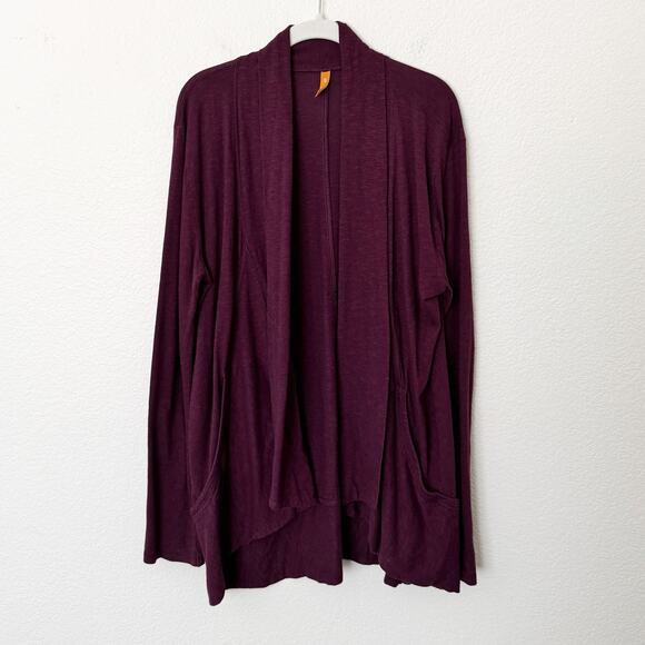 [Lucy] Purple Open Front Slub Knit Cocoon Cardigan Cozy Wrap Sweater *Flaw Sz XL - Picture 1 of 11